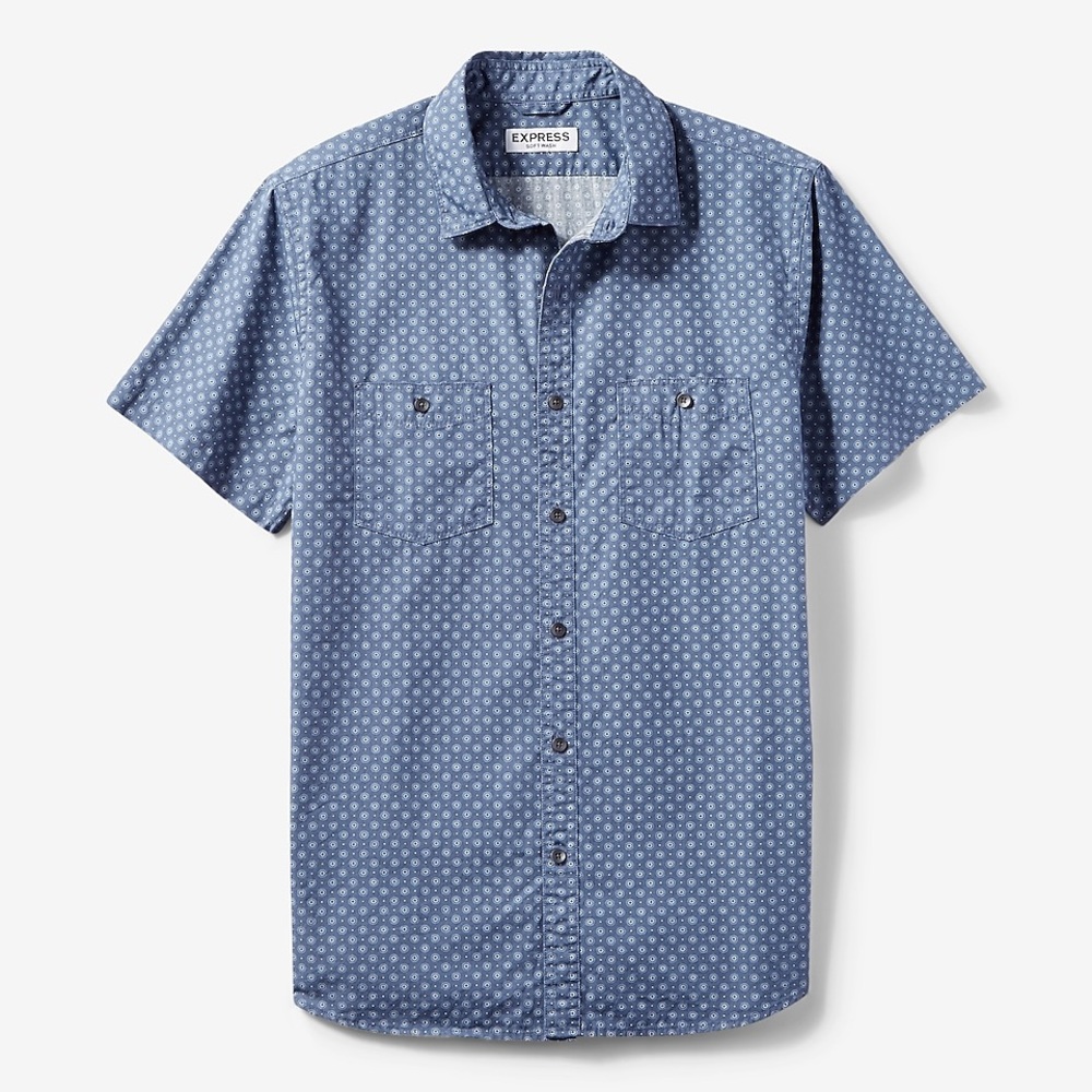 Express Men Micro Circle Print Short Sleeve Shirt